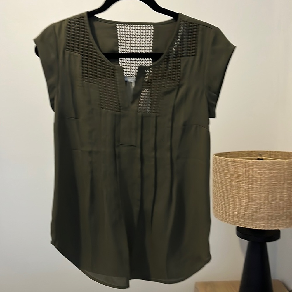 Daniel Rainn Estephany Lace Detail Split Neck Blouse